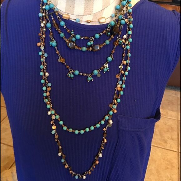 BLUE & Brown Layering Necklace - Picture 5 of 10